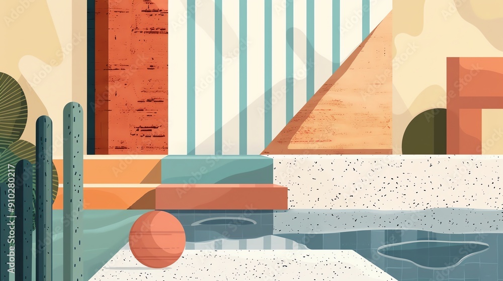 Aufkleber abstract geometric shapes and textures in warm, earthy tones create a visually appealing background.