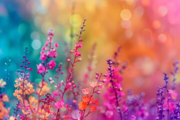 Vibrant flowers in a field with blurred background, Vibrant colors representing joy and celebration AI generated