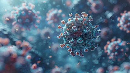 Close-up 3D models of the bacteria virus	virus epidemic Microscopic View of Coronavirus