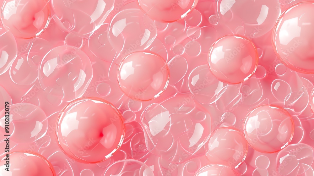 Poster close-up abstract pattern of pink spheres, creating a textured and modern design.
