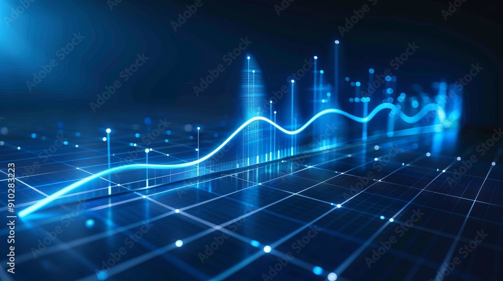 Poster digital growth chart abstract background. abstract digital background featuring a blue upward trend 