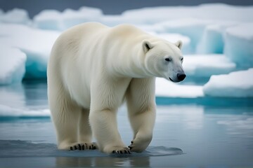 edge arctic seas walks bear curious ice male a polar wild animal wildlife predator mammal white cold freeze winter snow outdoors nature pole north travel tour tourism holiday maker destination