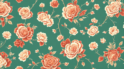 Seamless vintage floral wallpaper: abstract background with beautiful flower motifs, textured patterns, and nature-inspired design for spring and summer decor