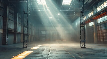 Spacious and Industrial Warehouse with Clean, Well-Lit Interiors. AI generated image