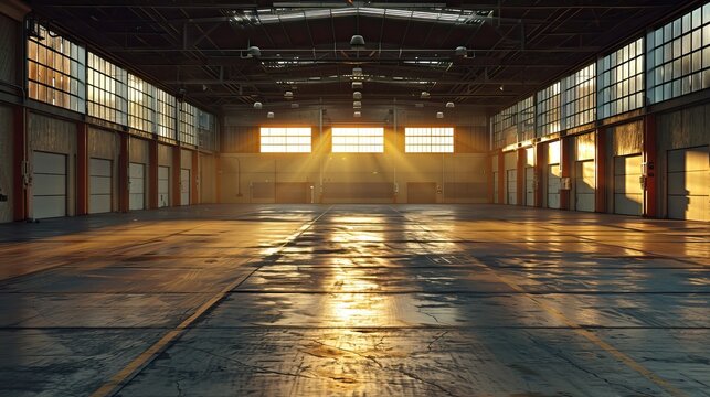 Spacious and Industrial Warehouse with Clean, Well-Lit Interiors. AI generated image
