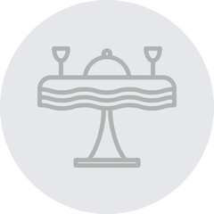 Dinning Table Vector Line Grey Circle Grey