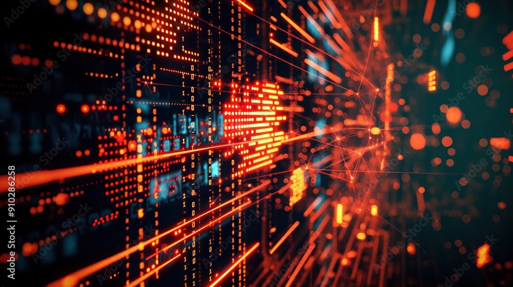 Poster digital system crash with abstract background concept of cyber attack. global network invasion, viru
