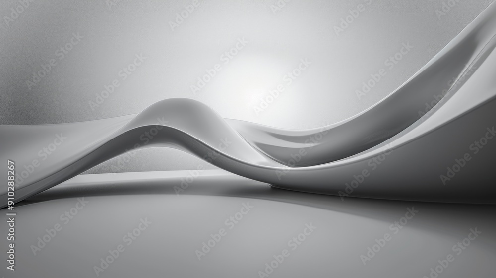 Poster abstract flowing white shape. sleek and modern, this abstract 3d rendering features a smooth, flowin