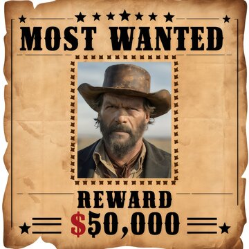 Vintage Western Most Wanted Poster Design
