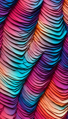 A vibrant, colorful abstract pattern. The design features smooth curves and a dynamic flow of colors, creates a sense of depth and movement, ideal for backgrounds or artistic projects.