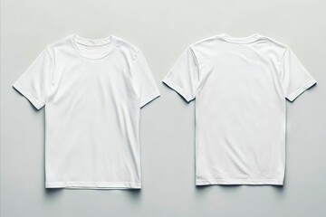 Fototapeta premium Two white t-shirts on a gray background