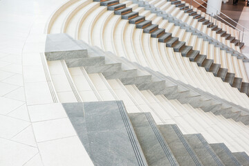 Modern Empty Long stair concrete in office building,Stairs from underground upward,Horizontal view of stairs in airport.