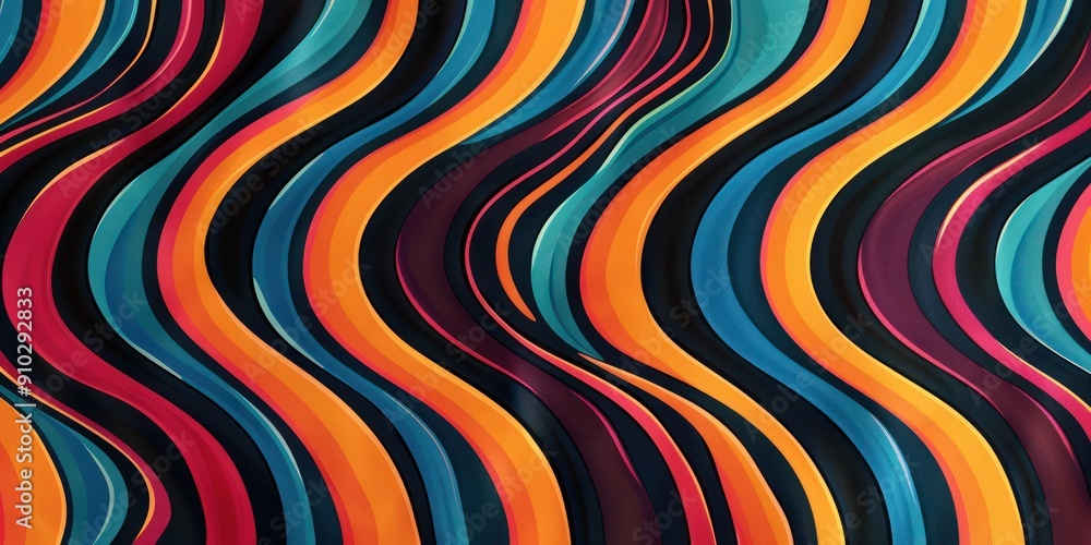 Poster vertical illustration curve wave line abstract dynamic graphic minimal colorful and black background