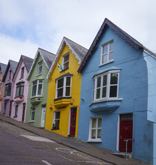 Colored houses in Cobh, County Cork, Republic of Ireland.