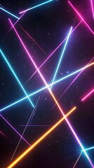 Neon Futuristic Flashes on Black Background Motion Light Lines Dynamic Abstract Digital Backdrop