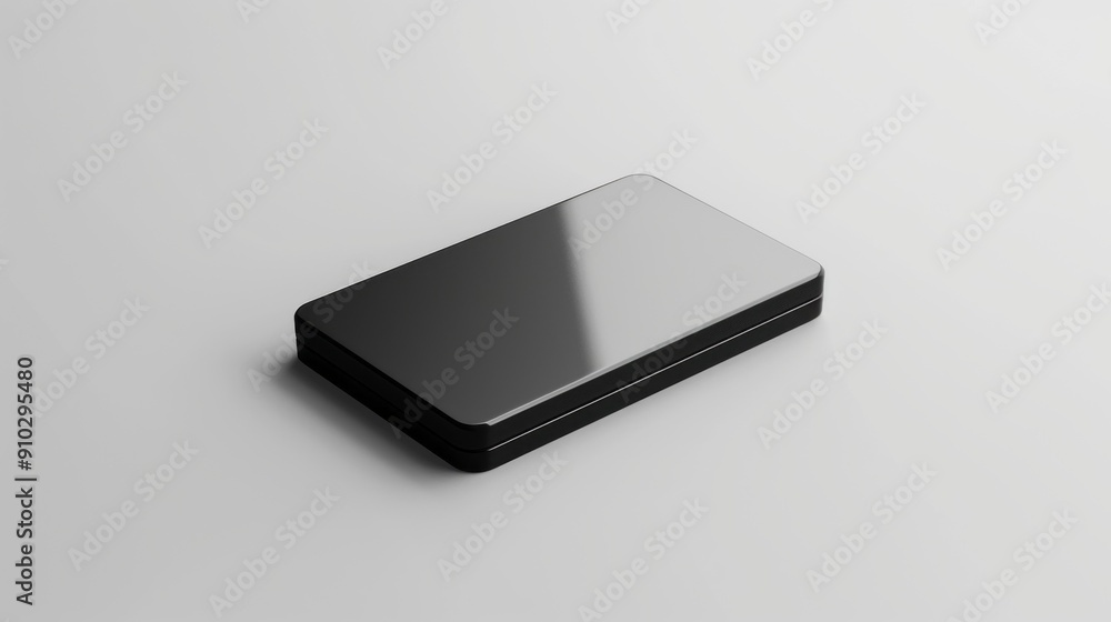 Aufkleber black rectangular case mockup. minimalist product rendering of a closed black rectangular case on a 