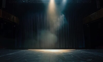Empty Stage with Spotlight and Smoke