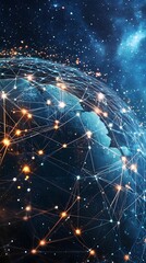 Obraz premium Global Digital Network Connection System Powering World Intelligence
