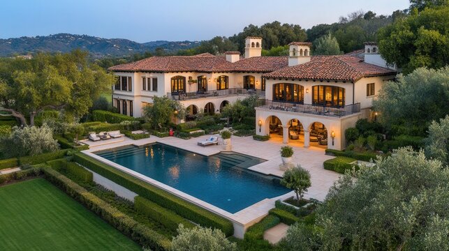 a california home mansion with a swimming pool 