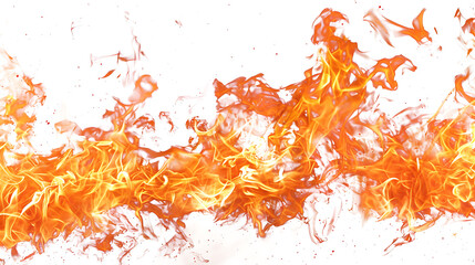 Abstract fiery orange, yellow, and red flames on a white background, perfect for design projects requiring a hot, fiery, and energetic aesthetic. 
