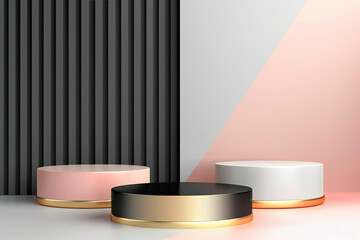 Elegant Black and Pink Pedestal Display: Modern and Stylish Decor with Contemporary Design
