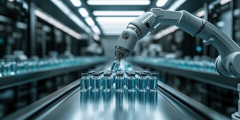 Technology with Robotic Arm and Bottle