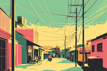 Fototapeta premium Risograph vintage riso print travel poster, card, wallpaper or banner illustration, modern, isolated, clear, simple of Sheikhupura, Pakistan. Artistic, screen printing, stencil
