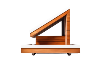 modern, minimalist dog house with a sleek, flat roof and geometric shapes. Isolated on white background