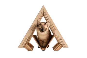 modern, minimalist dog house with a sleek, flat roof and geometric shapes. Isolated on white background