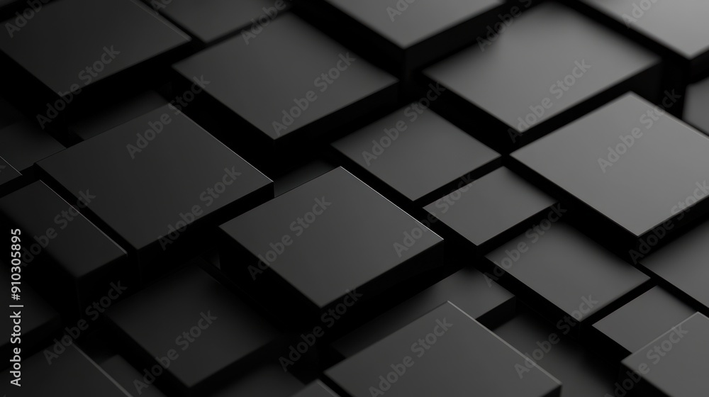 Poster abstract black cube pattern