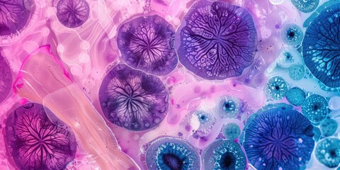 Microscopy slides for the study of histology ovary and ovule flower Micro preparation samples for microscope examination Methodology for biological research