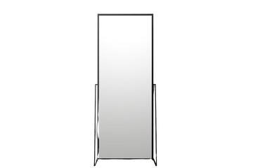 minimalist full-length mirror with a simple, sleek frame, isolated on a white background.