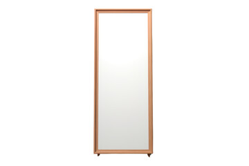 minimalist full-length mirror with a simple, sleek frame, isolated on a white background.