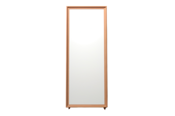 minimalist full-length mirror with a simple, sleek frame, isolated on a white background.