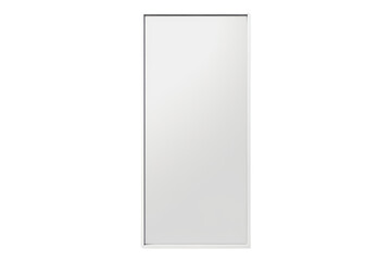 minimalist full-length mirror with a simple, sleek frame, isolated on a white background.