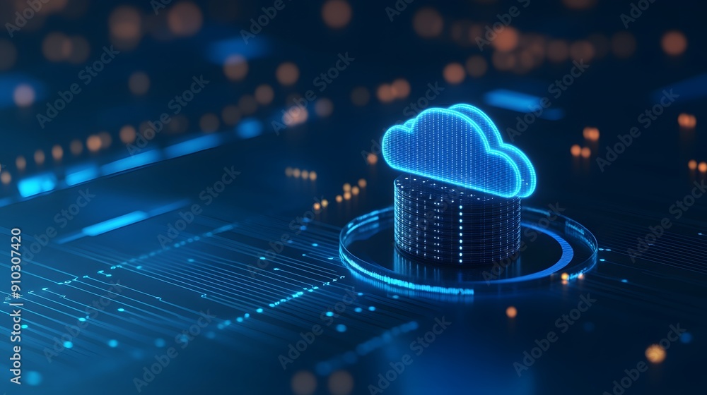 Aufkleber futuristic digital representation of cloud computing technology, data storage, and connectivity in a