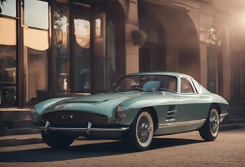 car retro future illustration art graphic futuristic automobile auto sports space neon 80s 1980s grid light spoiler metal