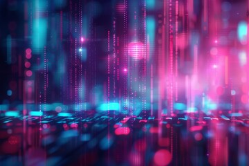 Obraz premium Captivating abstract digital landscape with neon lights.