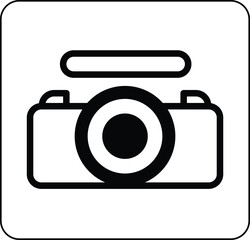 Camera Icon Design with Travel Theme - EPS File for Vector Graphics, Perfect for Tourism, Adventure, and Photography Related Projects | High-Quality Stock Illustration