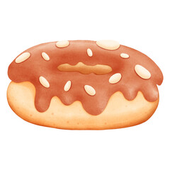 Pumpkin donut with pumpkin cream cheese and almond slices on top for Thanksgiving party