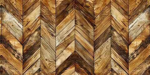 Rustic brown, beige, and dark brown chevron wood floor, perfect for vintage and farmhouse design projects. 

