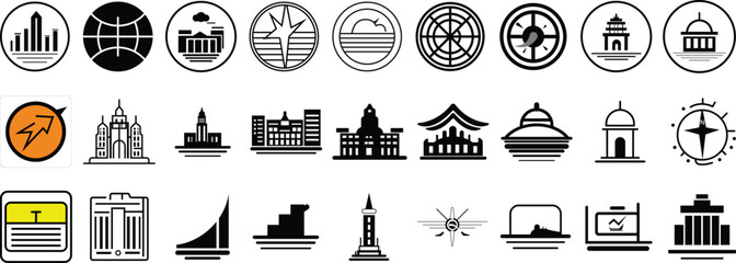 Travel Icon Set: Vector EPS File Featuring Travel-Related Icons for Destinations, Transportation, and Adventure | Perfect for Travel Projects, Websites, and Digital Content