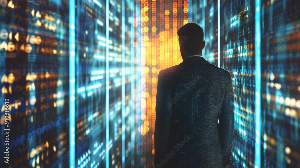 Poster back view of a professional in data protection.