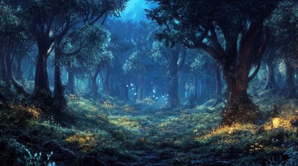 Enchanted Forest at Night