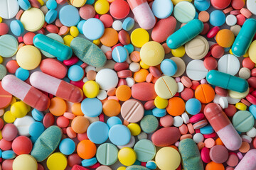Colorful Assortment of Various Pills and Tablets on a Surface
