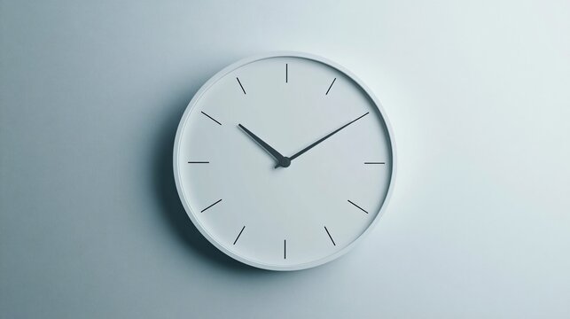 A minimalistic clock displayed on a clean, white background with simple typography - Powered by Adobe