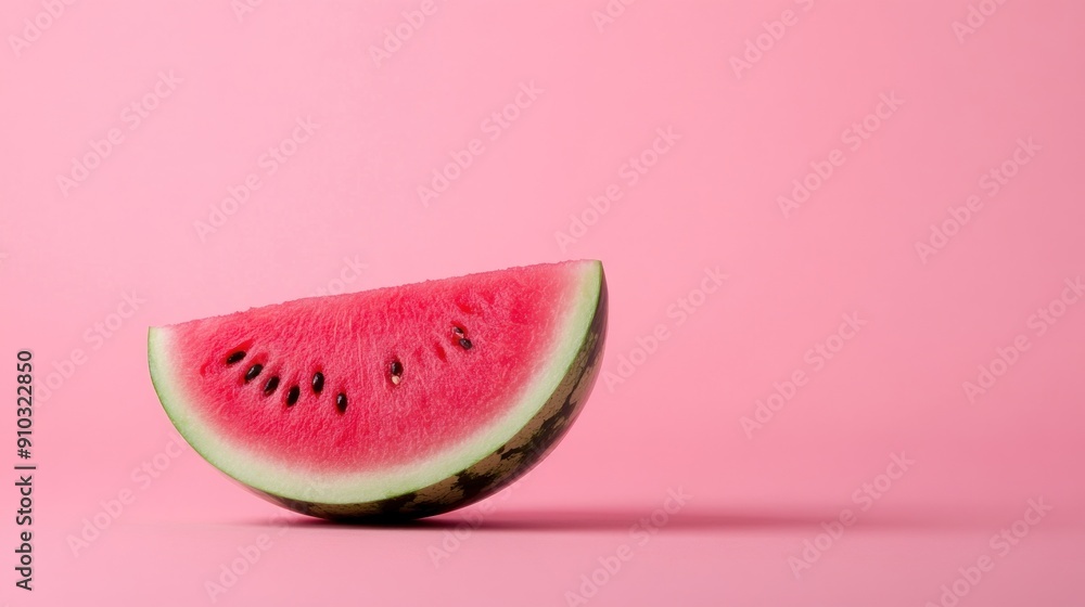 Poster A slice of watermelon on a pink background.