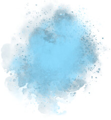 Blue Watercolor Splash on Transparent Background for decorating design logo, card. hand painted abstract