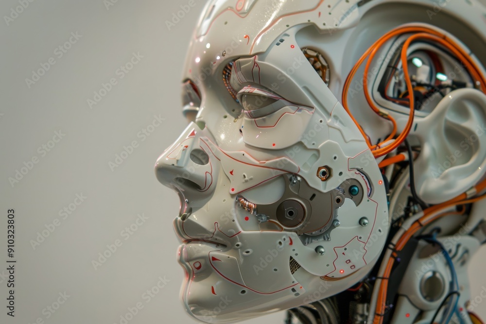 Poster an advanced ai system with a digital brain and circuits, representing the future of artificial intel