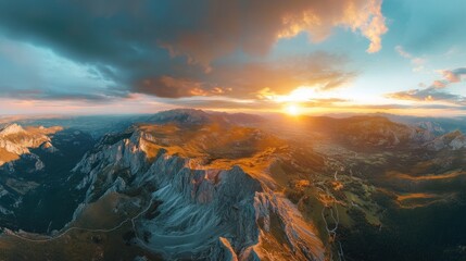 Sunset Over Majestic Mountain Range